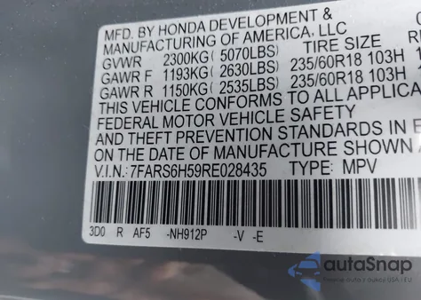 2024 Honda Cr-V Hybrid Sport from USA, damaged, VIN 7FARS6H59RE028435